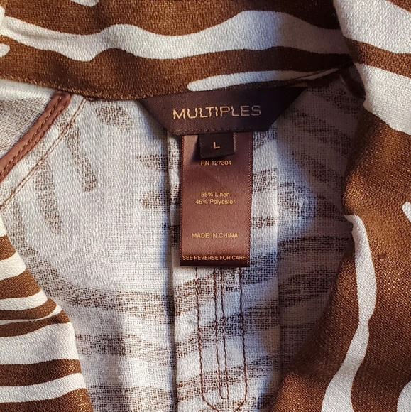 Multiples Zebra Pattern Jacket in Brown and White - Picture 3 of 3